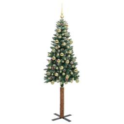 Berkfield Home Slim Christmas Tree with 300 LEDs Green & White 180 cm - thumbnail 4