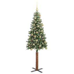 Berkfield Home Slim Christmas Tree with 300 LEDs Green & White 180 cm - thumbnail 3