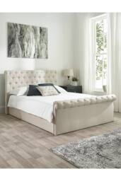 Aspire Chesterfield Ottoman Storage Bed in Natural Linen - Size: Double - thumbnail 1