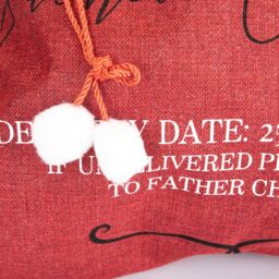 Shatchi North Pole Express Mail Sack Red Hessian Christmas Bag for Special Deliveries - thumbnail 3