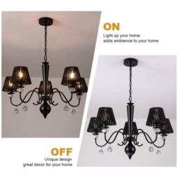 NIVOR 5 Light Dimmable Classic Traditional Crystal Chandelier in Black - thumbnail 3