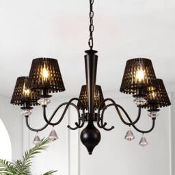 NIVOR 5 Light Dimmable Classic Traditional Crystal Chandelier in Black - thumbnail 1
