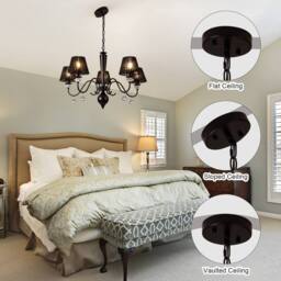 NIVOR 5 Light Dimmable Classic Traditional Crystal Chandelier in Black - thumbnail 6