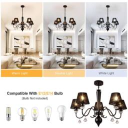 NIVOR 5 Light Dimmable Classic Traditional Crystal Chandelier in Black - thumbnail 5
