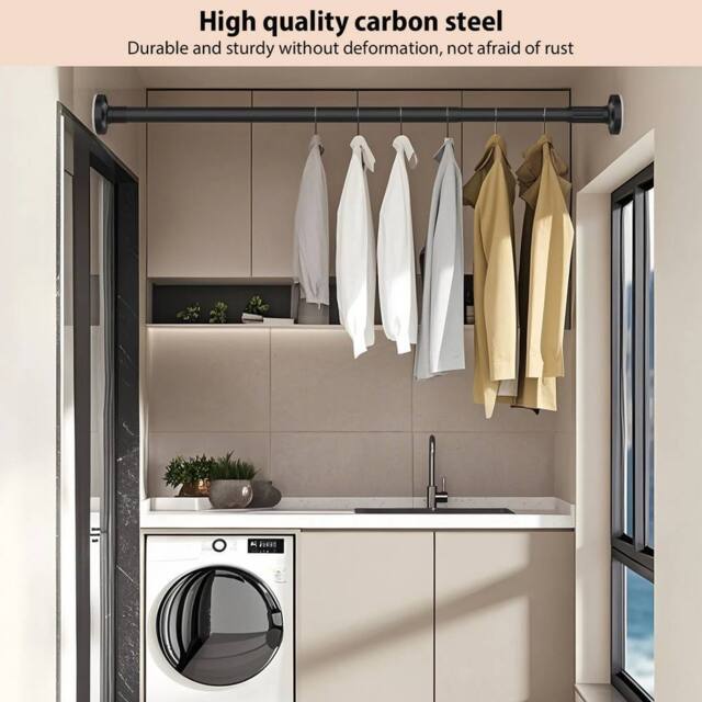 EONLION 110-190cm Extendable Telescopic Shower Curtain Pole in Black - image 1