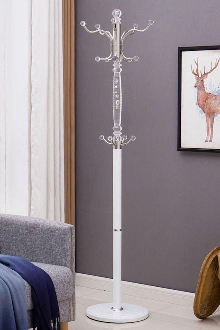Sheer Metal and transparent Tube 185 cm High Coat Rack with Heavy