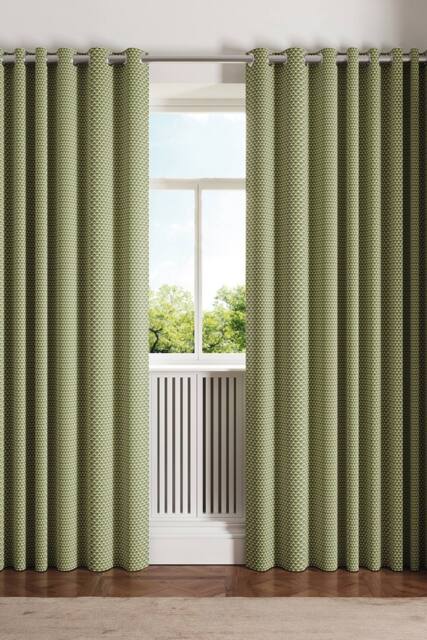 Ted Baker 'Palm Geo' Cotton Lined Curtains in Green - Size: 168 cm width x 229 cm drop - image 1
