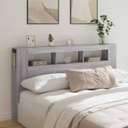 Berkfield Home LED Headboard Grey Sonoma 180x18.5x103.5 cm Engineered Wood - thumbnail 4