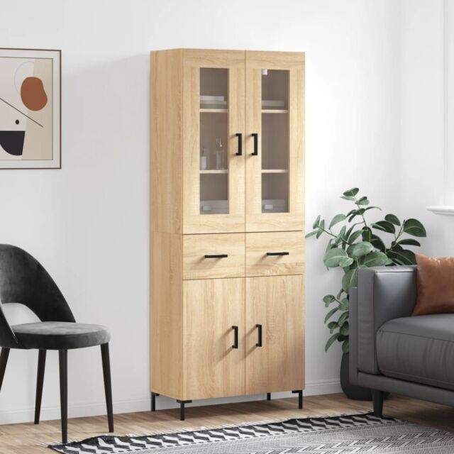 Berkfield Home Highboard Sonoma Oak 69.5x34x180 cm Engineered Wood in Brown - image 1