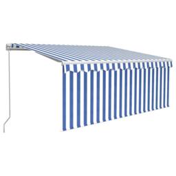 Berkfield Home Manual Retractable Awning with Blind 3x2.5m Blue&White in Blue - thumbnail 2