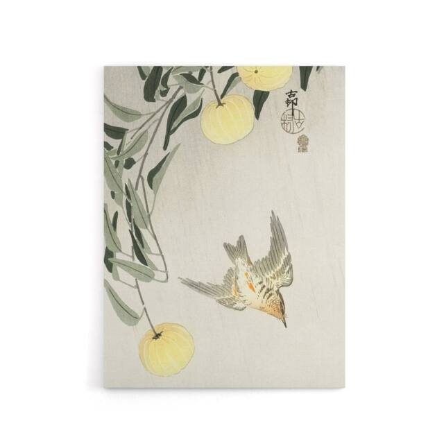 "Artery8 Cuckoo In Early Summer Rain Canvas Wall Art Print Ohara Koson in Yellow - Size: W18"" x H24""" - image 1