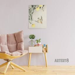 "Artery8 Cuckoo In Early Summer Rain Canvas Wall Art Print Ohara Koson in Yellow - Size: W18"" x H24""" - thumbnail 3