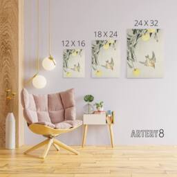 "Artery8 Cuckoo In Early Summer Rain Canvas Wall Art Print Ohara Koson in Yellow - Size: W18"" x H24""" - thumbnail 4