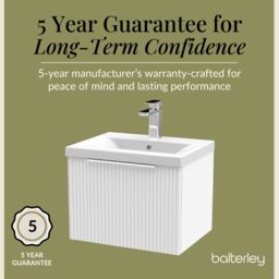 Balterley Fluted Wall Hung 1 Drawer Vanity Basin Unit & Basin 500mm, Satin White - thumbnail 6