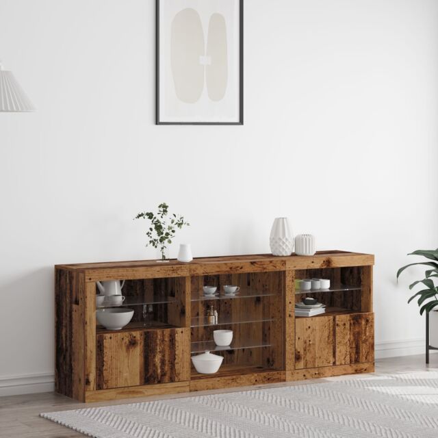 Berkfield Home Sideboard with LED Lights Old Wood 181, 5x37x67 cm Engineered Wood in Brown - Size: 5 x 37 x 67 cm - image 1