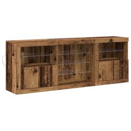 Berkfield Home Sideboard with LED Lights Old Wood 181, 5x37x67 cm Engineered Wood in Brown - Size: 5 x 37 x 67 cm - thumbnail 2