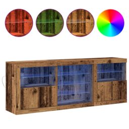 Berkfield Home Sideboard with LED Lights Old Wood 181, 5x37x67 cm Engineered Wood in Brown - Size: 5 x 37 x 67 cm - thumbnail 4
