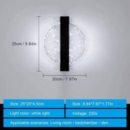SPETLEK 12W Modern LED Wall Light Cool White Wall Lamp Living Room in Black - thumbnail 2