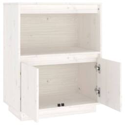 Berkfield Home Sideboard White 60x34x75 cm Solid Wood Pine - Size: 60 x 34 x 75 cm - thumbnail 5