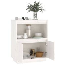 Berkfield Home Sideboard White 60x34x75 cm Solid Wood Pine - Size: 60 x 34 x 75 cm - thumbnail 4