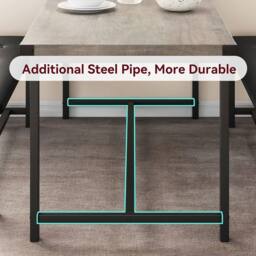 London Boutique 3PCS Dining Table Set Retangular Kitchen Table w/2 Upholstered Benches in Grey - thumbnail 5