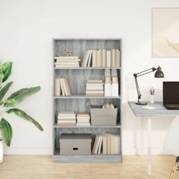 Berkfield Home Bookcase Grey Sonoma 80x24x143 cm Engineered Wood - Size: 80 x 24 x 143 cm - thumbnail 3
