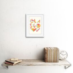 "Artery8 Wall Art Print Glasgow Colourful Word Art Framed 9X7 in White - Size: W7"" x H9""" - thumbnail 2