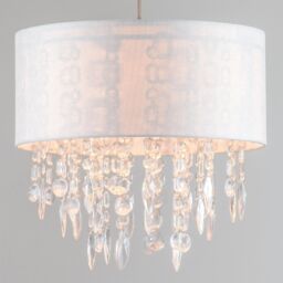 First Choice Lighting Large 40cm Easy Fit Shade Textured White Silver Fleck Acrylic Droplets - thumbnail 2
