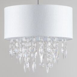 First Choice Lighting Large 40cm Easy Fit Shade Textured White Silver Fleck Acrylic Droplets - thumbnail 1