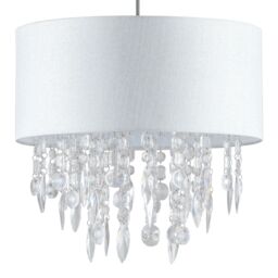First Choice Lighting Large 40cm Easy Fit Shade Textured White Silver Fleck Acrylic Droplets - thumbnail 6