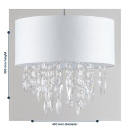 First Choice Lighting Large 40cm Easy Fit Shade Textured White Silver Fleck Acrylic Droplets - thumbnail 3