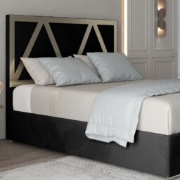KDMD Belgrave Upholstered Soft Velvet Metal Designer Bed Frame in Black - Size: Super King - thumbnail 4