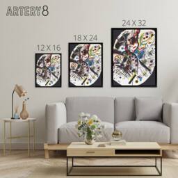 "Artery8 Small Worlds III Abstract Painting Kandinsky Framed Canvas Wall Art in Black - Size: W12"" x H16""" - thumbnail 4