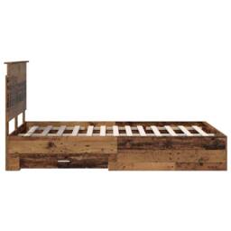 Berkfield Home Bed Frame with Headboard Old Wood 120 x 190 cm Engineered Wood in Brown - thumbnail 9