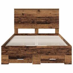 Berkfield Home Bed Frame with Headboard Old Wood 120 x 190 cm Engineered Wood in Brown - thumbnail 8