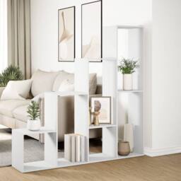 Berkfield Home Room Divider Bookcase 4-Tier White 143.5x29x143.5 cm Engineered Wood - thumbnail 4