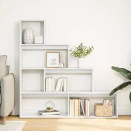 Berkfield Home Room Divider Bookcase 4-Tier White 143.5x29x143.5 cm Engineered Wood - thumbnail 3