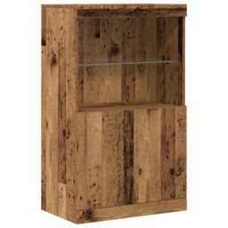 Berkfield Home Sideboard with LED Lights Old Wood 60x37x100 cm in Brown - Size: 60 x 37 x 100 cm - thumbnail 2