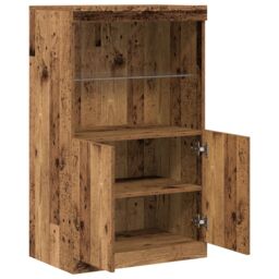 Berkfield Home Sideboard with LED Lights Old Wood 60x37x100 cm in Brown - Size: 60 x 37 x 100 cm - thumbnail 5