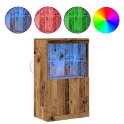 Berkfield Home Sideboard with LED Lights Old Wood 60x37x100 cm in Brown - Size: 60 x 37 x 100 cm - thumbnail 4