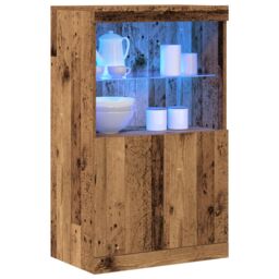 Berkfield Home Sideboard with LED Lights Old Wood 60x37x100 cm in Brown - Size: 60 x 37 x 100 cm - thumbnail 3