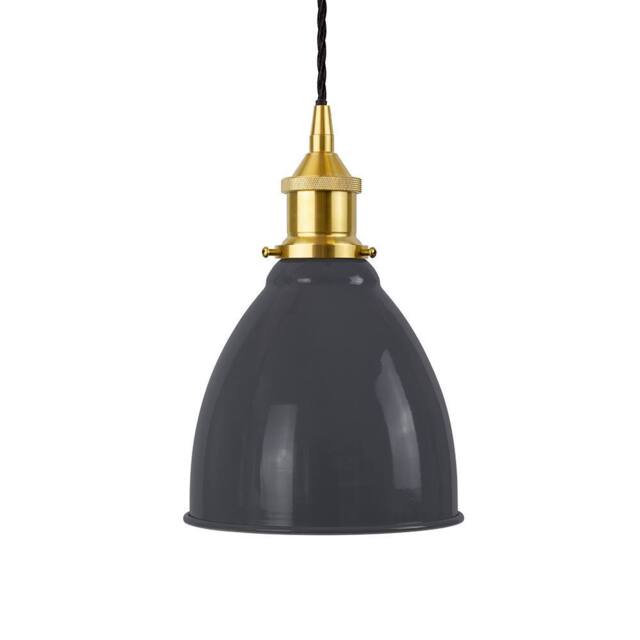 SE Home Slate Grey Classic Small Pantry Metal Pendant Light - Polished Brass - image 1