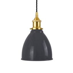 SE Home Slate Grey Classic Small Pantry Metal Pendant Light - Polished Brass - thumbnail 1