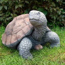 Havendro 30cm Concrete Tortoise Garden Ornament Statue in Grey - thumbnail 1
