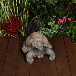 Havendro 30cm Concrete Tortoise Garden Ornament Statue in Grey - thumbnail 4