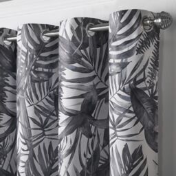Luxury Living Mala Room Darkening Ring Top Curtains in Grey - Size: 168 cm width x 183 cm drop - thumbnail 4