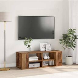 Berkfield Home TV Cabinet with Shelf Old wood 102 x 35 x 35 cm Engineered wood in Brown - thumbnail 2
