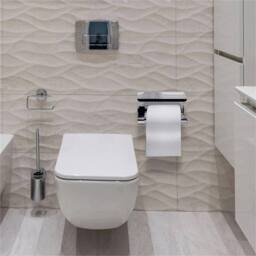 Nordara Wall Mounted Toilet Paper Roll Holder with Mobile Phone Storage in Silver - Size: 180 cm width x 180 cm drop - thumbnail 5