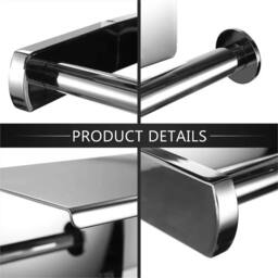 Nordara Wall Mounted Toilet Paper Roll Holder with Mobile Phone Storage in Silver - Size: 180 cm width x 180 cm drop - thumbnail 6