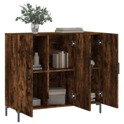 Berkfield Home Sideboard Smoked Oak 90x34x80 cm Engineered Wood in Brown - Size: 90 x 34 x 80 cm - thumbnail 4